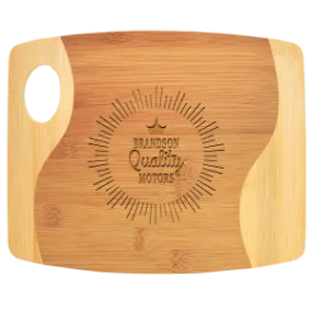 11" x 9" x 5/16"  Two-Tone Bamboo Cutting Board with Handle