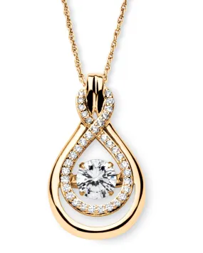 1.25 TCW "CZ in Motion" Drop Necklace 14k Gold-plated Sterling Silver | White