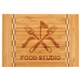 12" x 8 1/4" Bamboo Cutting Board with Butcher Block Inlay