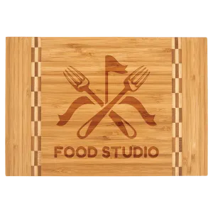 12" x 8 1/4" Bamboo Cutting Board with Butcher Block Inlay