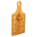 13 1/2" x 7"  Paddle Shaped Bamboo Cutting Board with Butcher Block Inlay