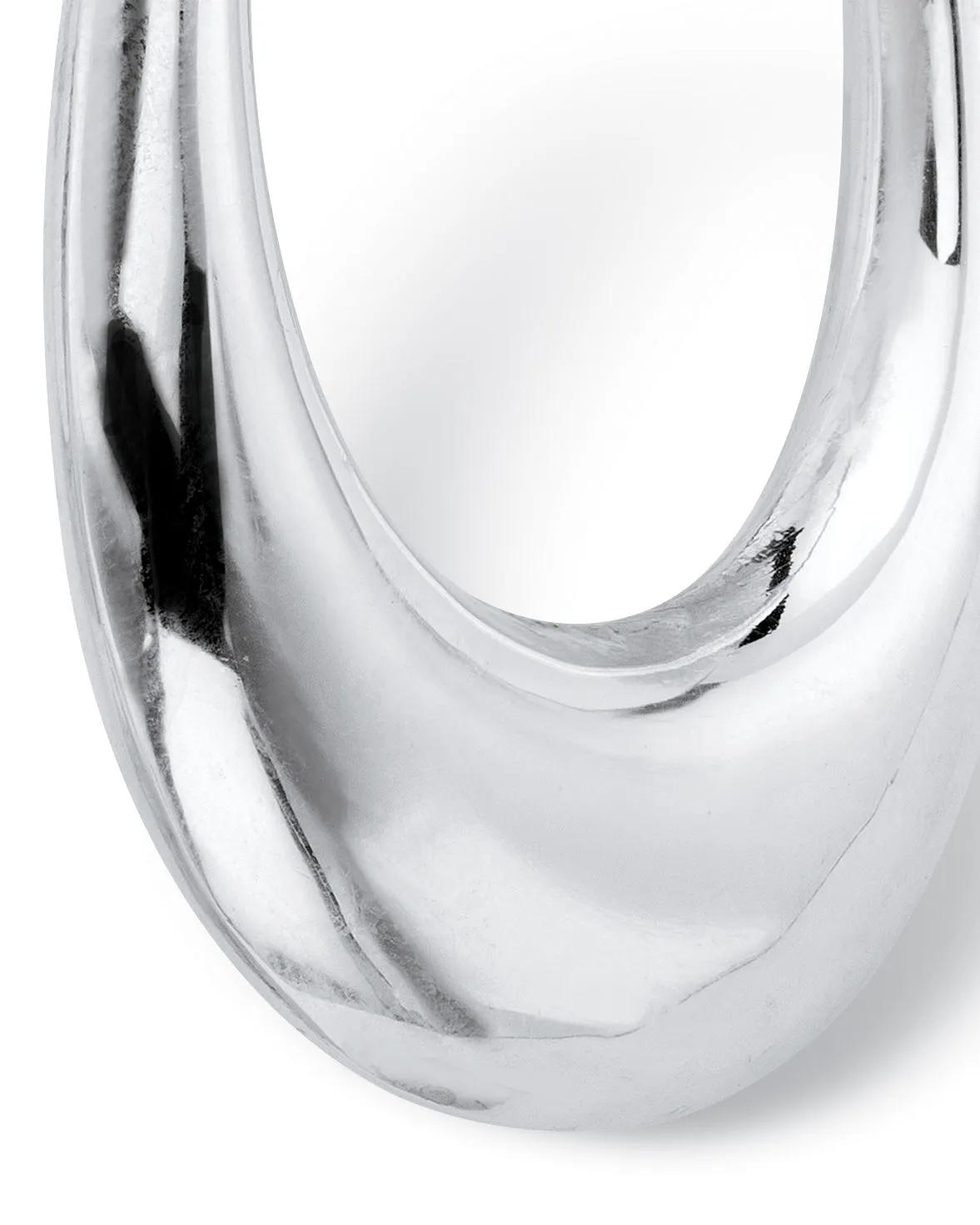 .925 Sterling Silver Polished Oval Puffed Hoop Earrings 1 3/4" | White