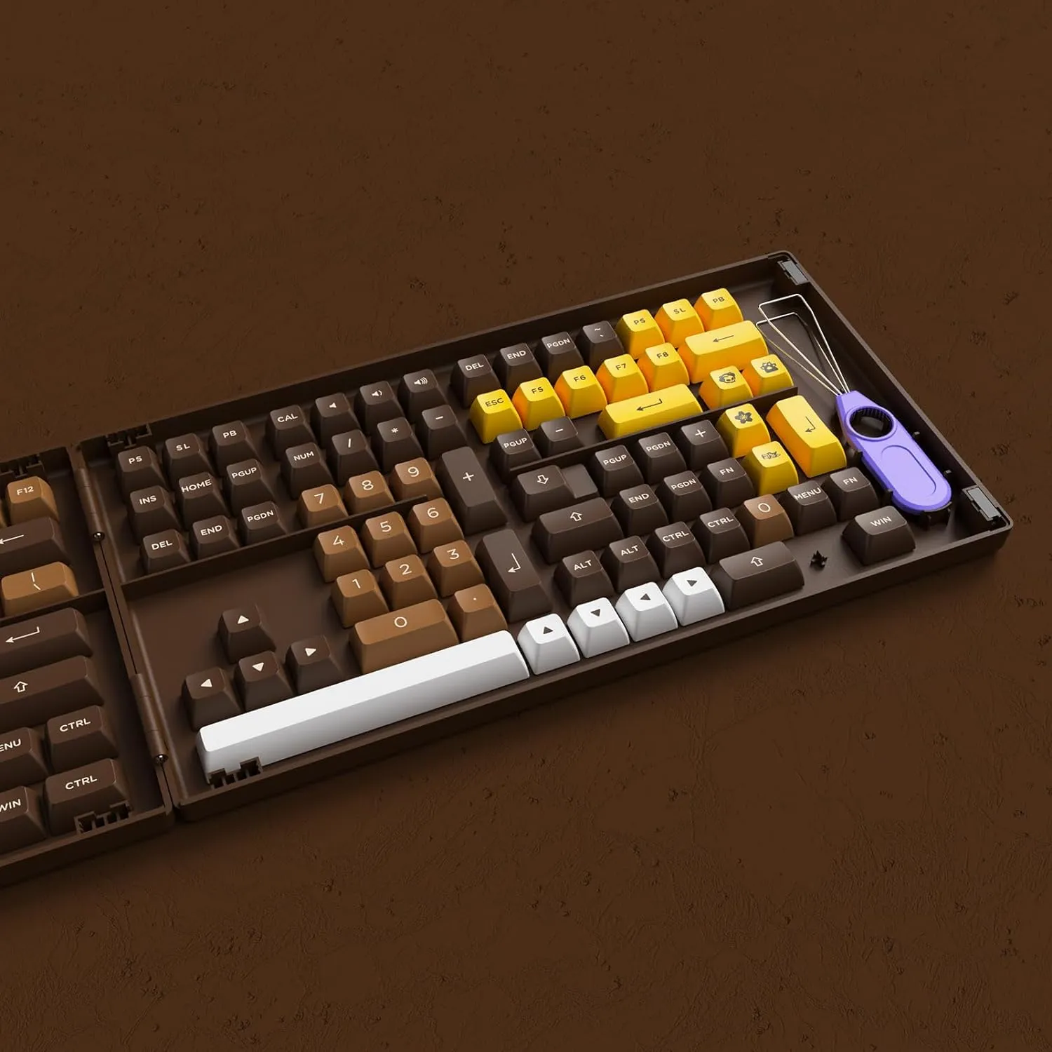 Akko MOD 007B HE DIY Kit with Chocolate ASA Keycap Set 178-Key Cream White (Akko Cream Yellow Magnetic Switch)