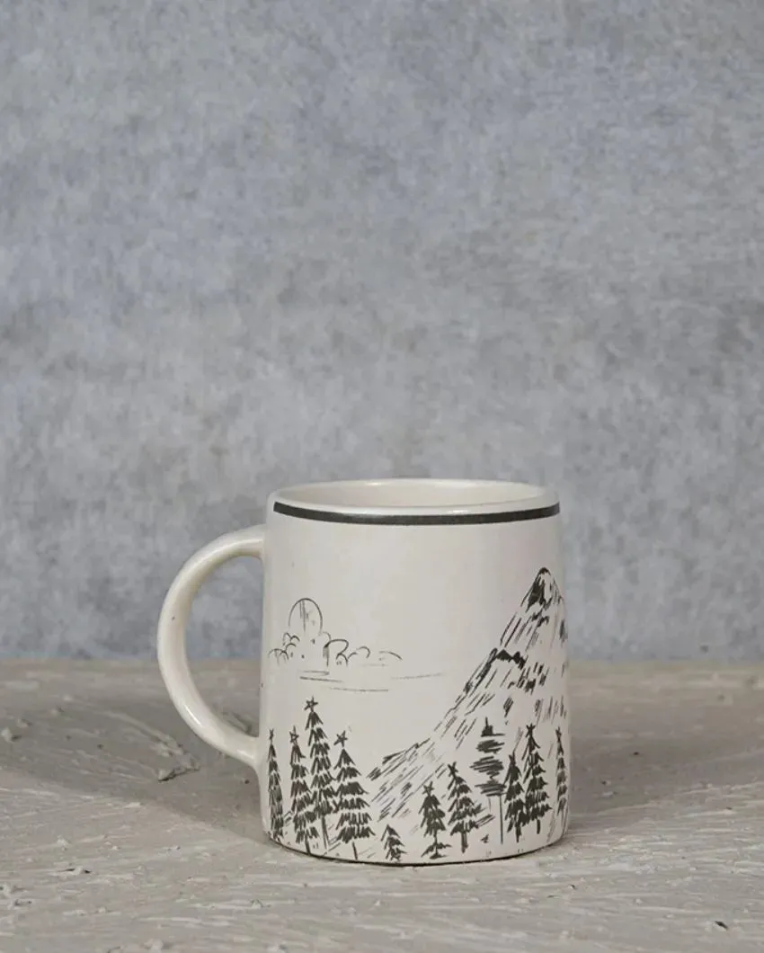 Almiro Tree Ceramic Winter Reindeer Coffee Mugs | Set of 2 | 260 ml