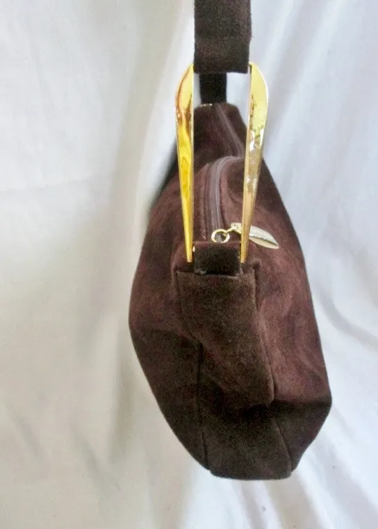 APOSTROPHE Suede indie hobo satchel shoulder bag purse BROWN ESPRESSO Leather Crossbody