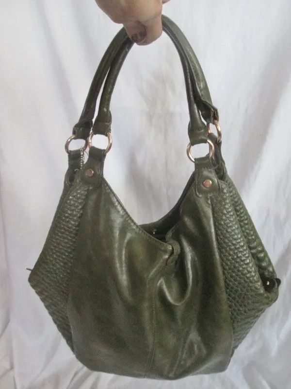 BIG BUDDHA Vegan Shoulder Bag Hobo Handbag Satchel OLIVE GREEN L