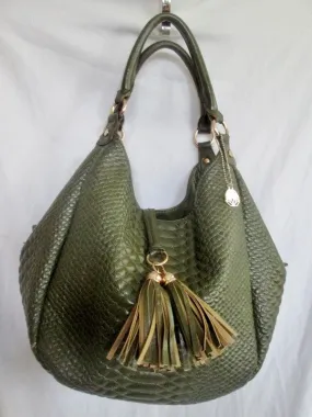 BIG BUDDHA Vegan Shoulder Bag Hobo Handbag Satchel OLIVE GREEN L