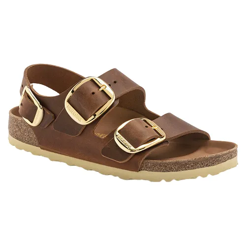 Birkenstock Ladies Back Strap Sandals - Milano Big Buckle - Cognac