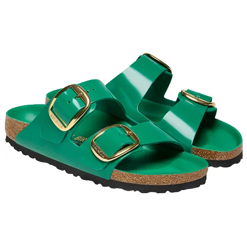 Birkenstock Leather Sliders - Arizona Big Buckle - Green