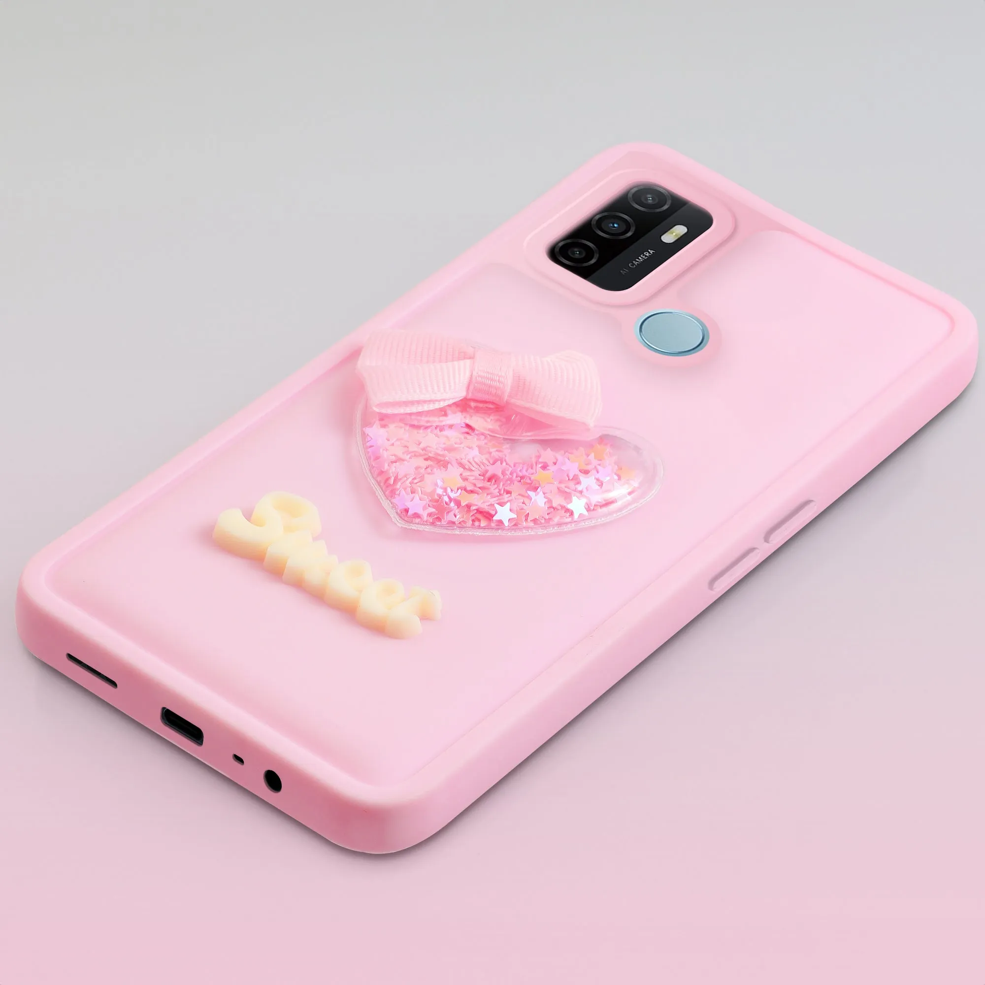 Bow Heart Cute Phone Back Cover for Oppo A53 4G