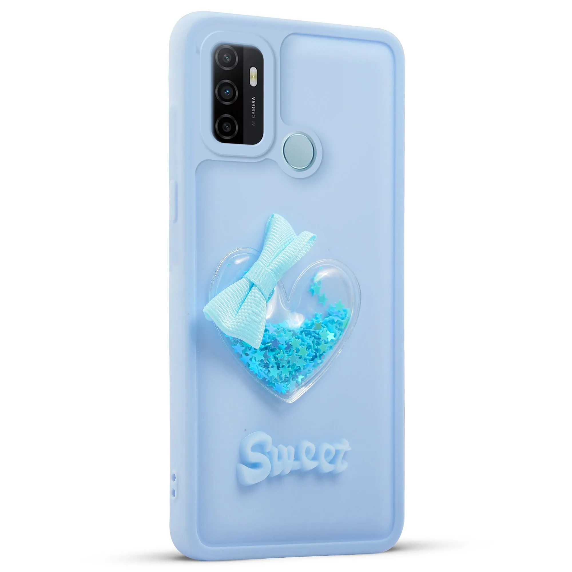 Bow Heart Cute Phone Back Cover for Oppo A53 4G