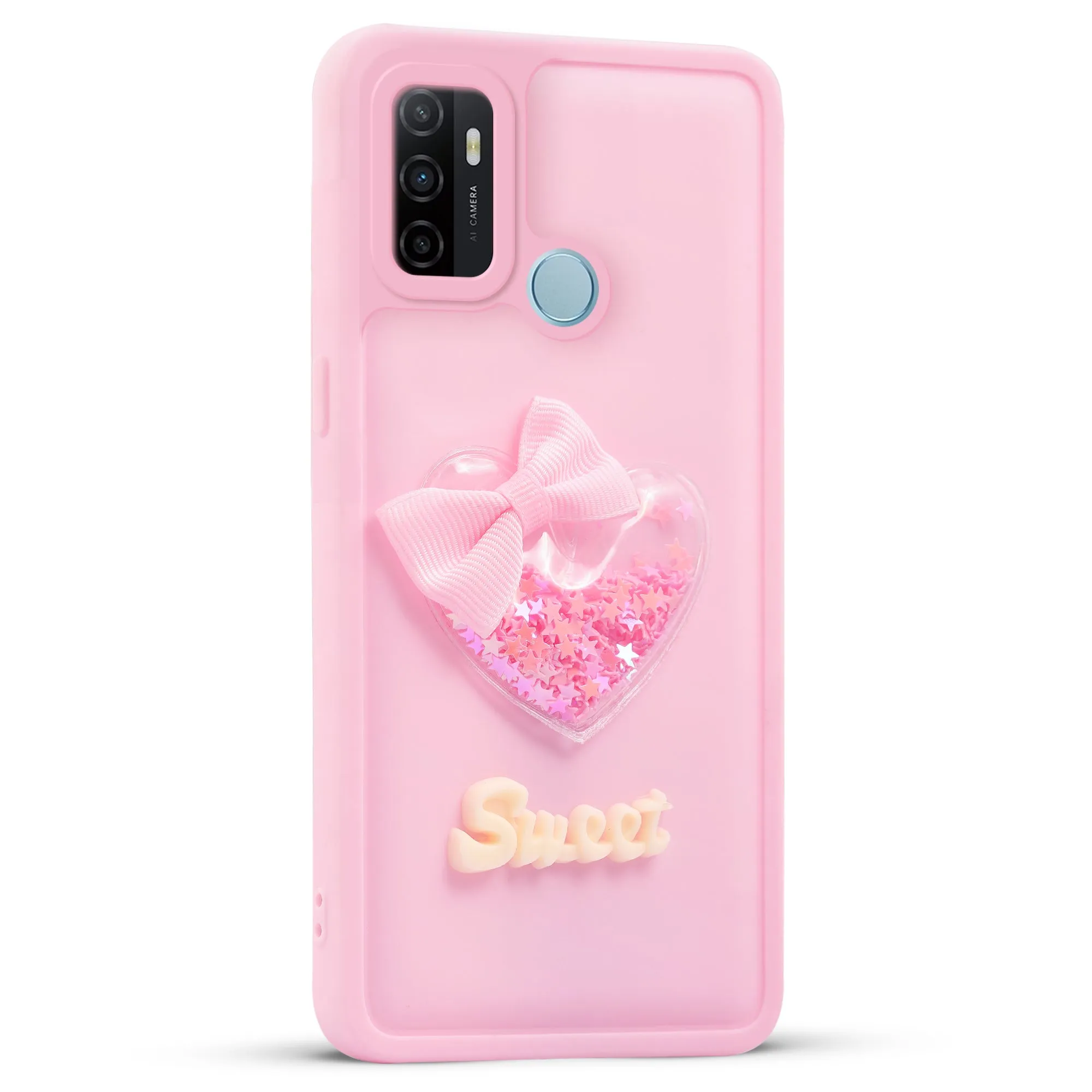 Bow Heart Cute Phone Back Cover for Oppo A53 4G