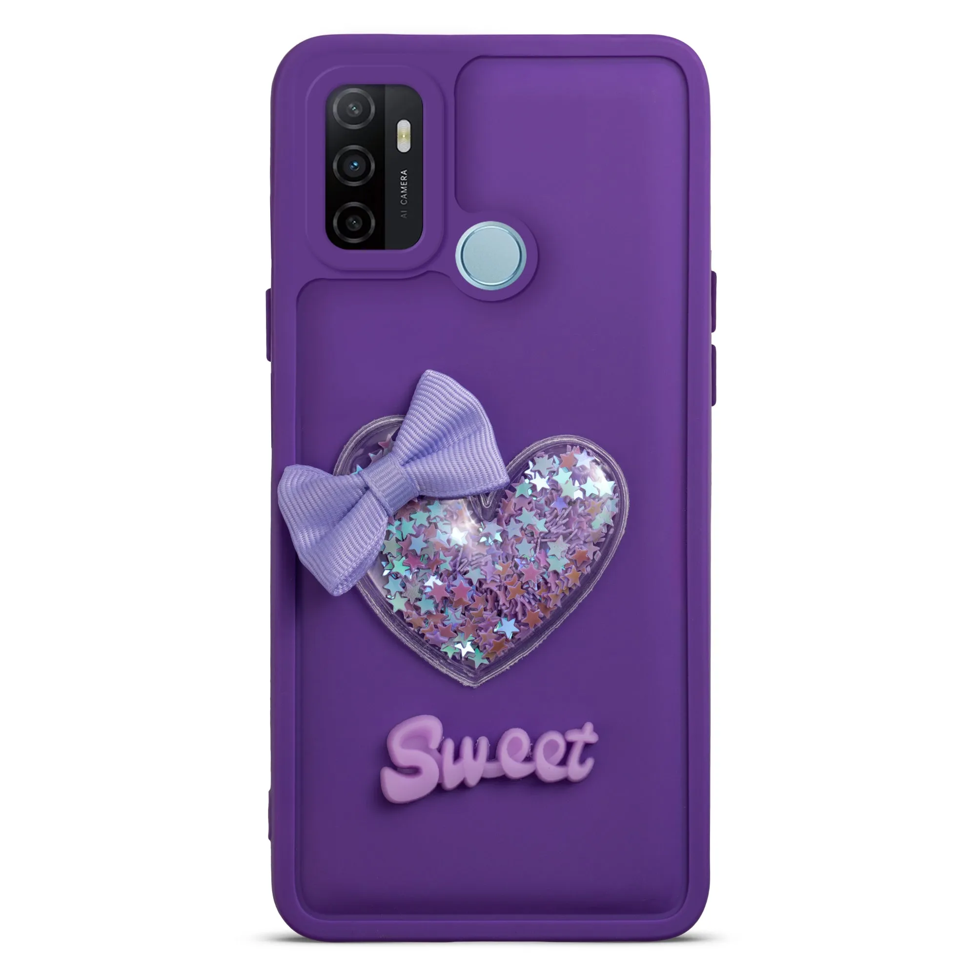 Bow Heart Cute Phone Back Cover for Oppo A53 4G