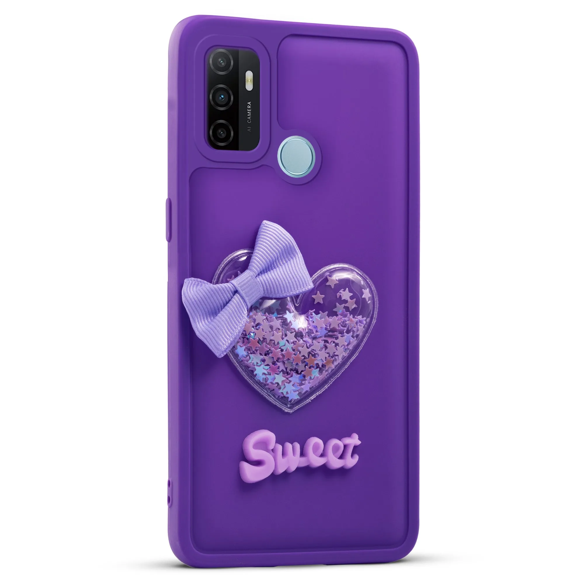 Bow Heart Cute Phone Back Cover for Oppo A53 4G