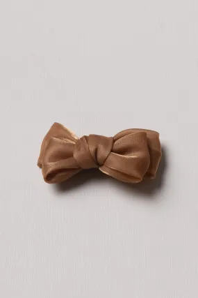 Caramel Elegance: Classic Satin Bow Clip