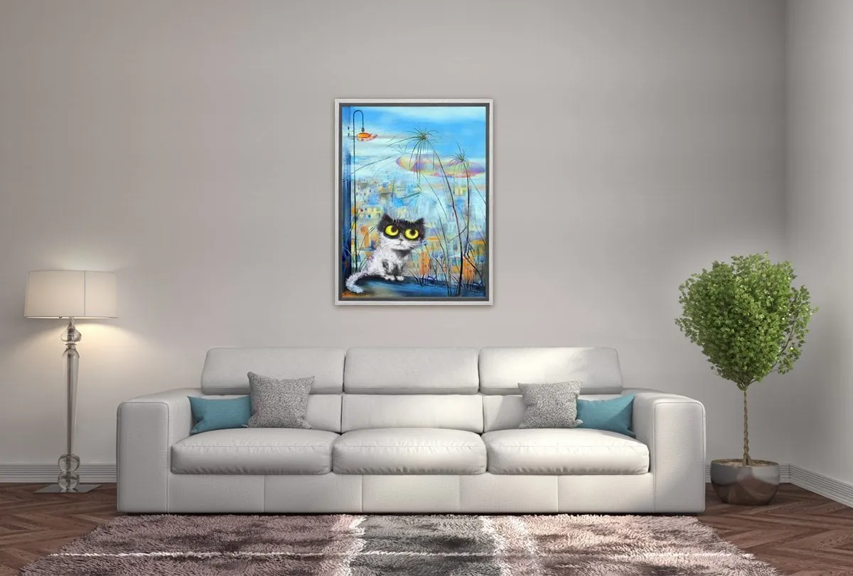 Cat Series | Balcony Cat | Canvas Wall Art Decor