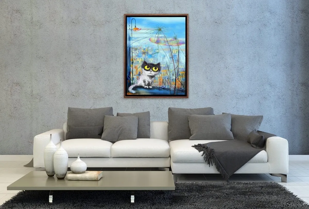 Cat Series | Balcony Cat | Canvas Wall Art Decor