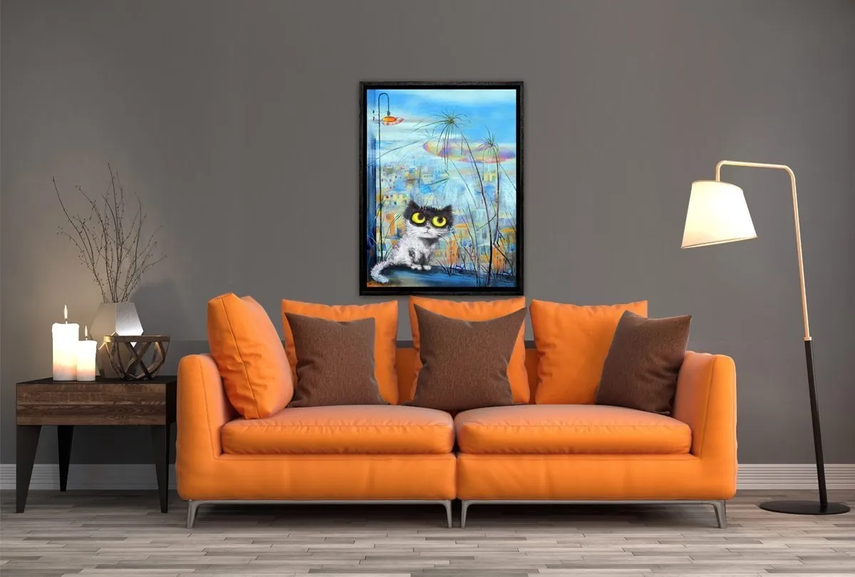 Cat Series | Balcony Cat | Canvas Wall Art Decor