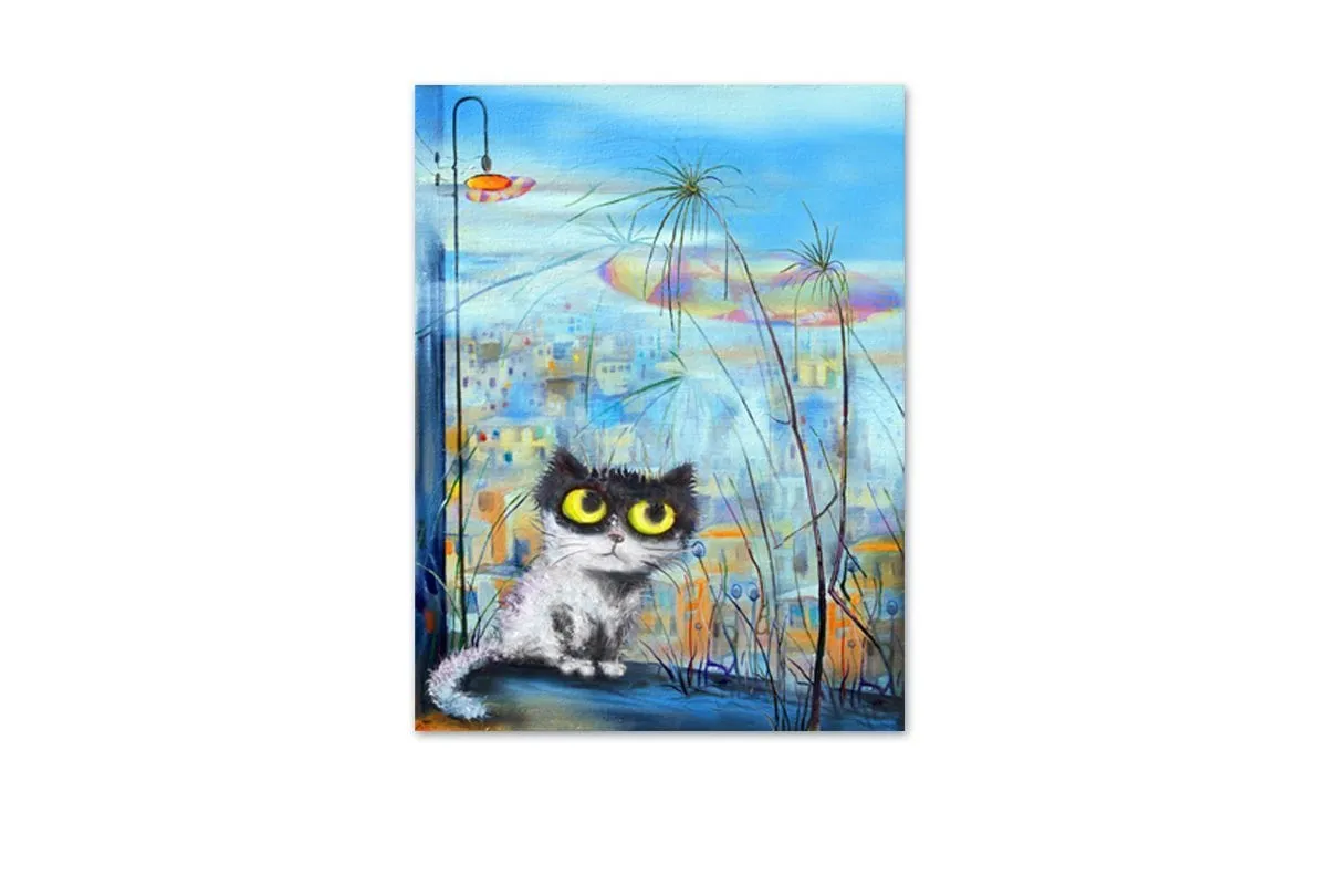 Cat Series | Balcony Cat | Canvas Wall Art Decor