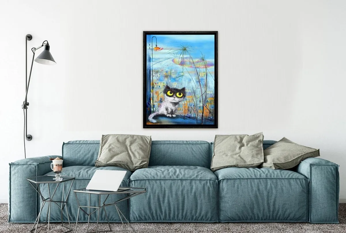 Cat Series | Balcony Cat | Canvas Wall Art Decor