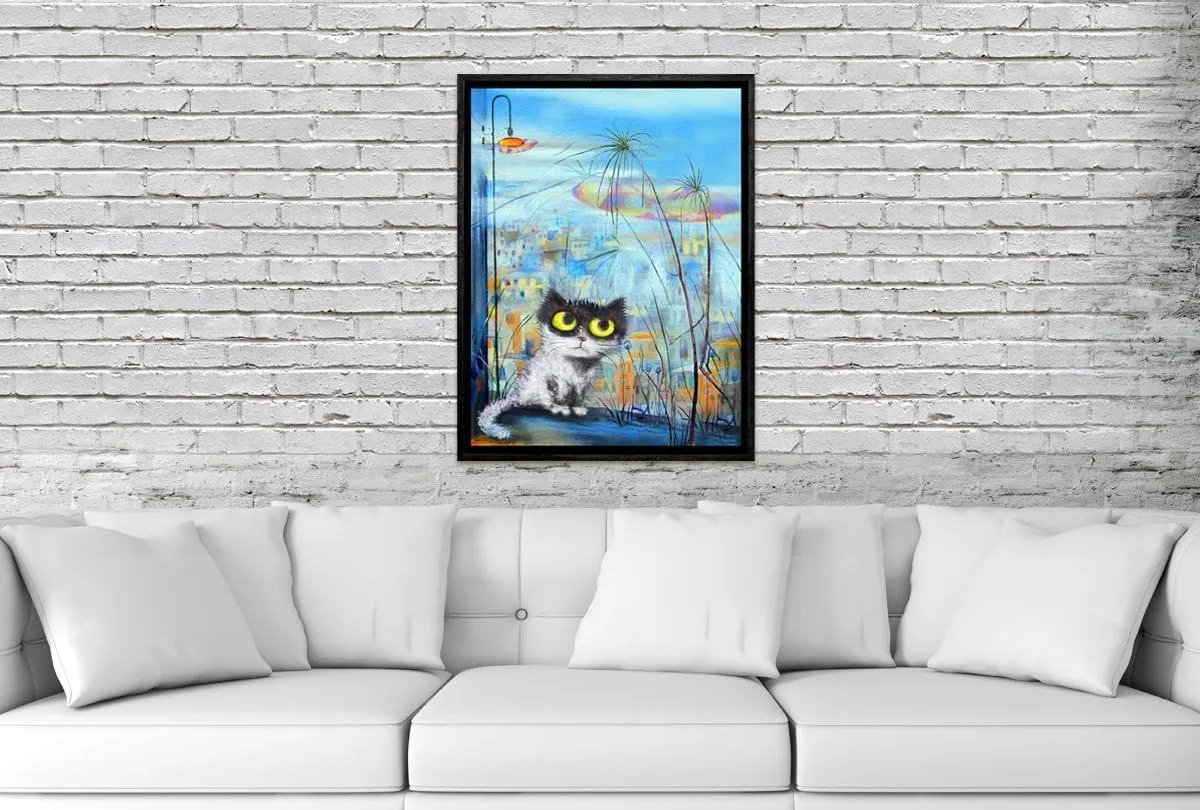 Cat Series | Balcony Cat | Canvas Wall Art Decor