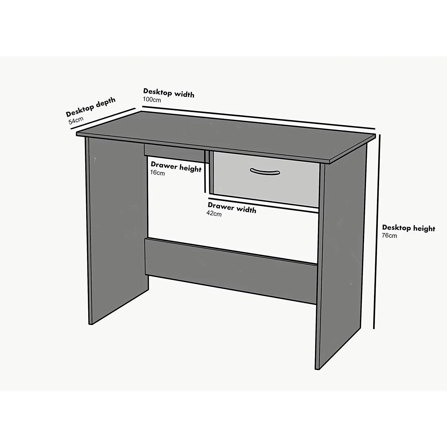 Cherry Tree Furniture MERV Computer Desk Home Office Desk with Drawer Walnut & White Colour