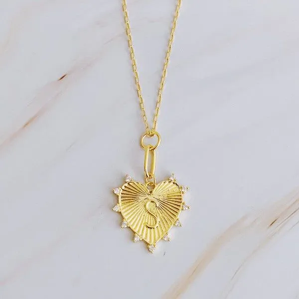 Clip Hanging Initial Heart Necklace