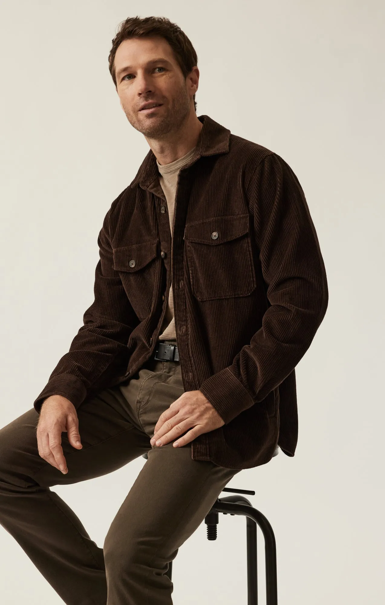 Corduroy Overshirt in Chocolate Brown