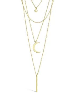 Crescent & Bar Multi Layer Necklace