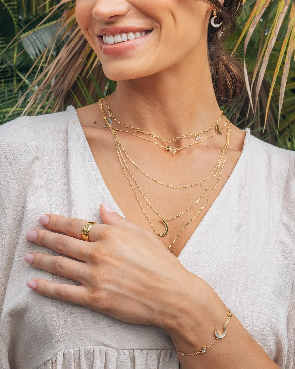 Crescent & Bar Multi Layer Necklace