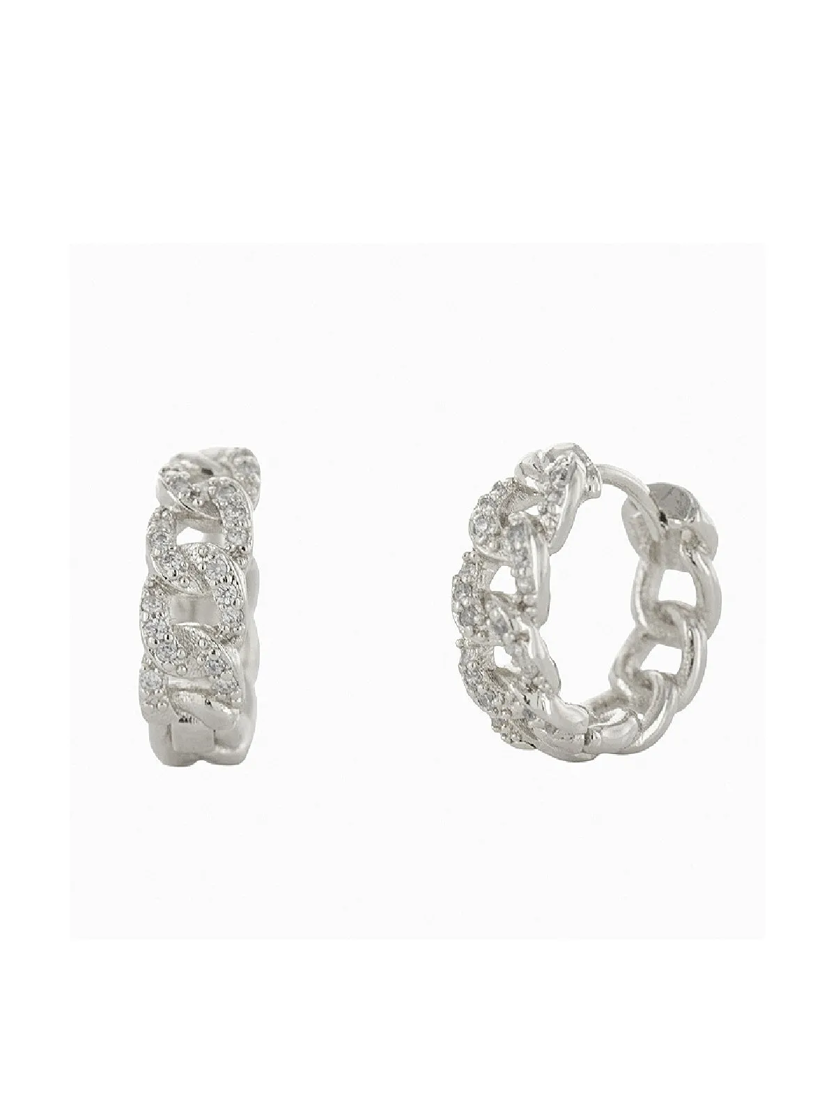 CZ Chain Link Huggie Hoops