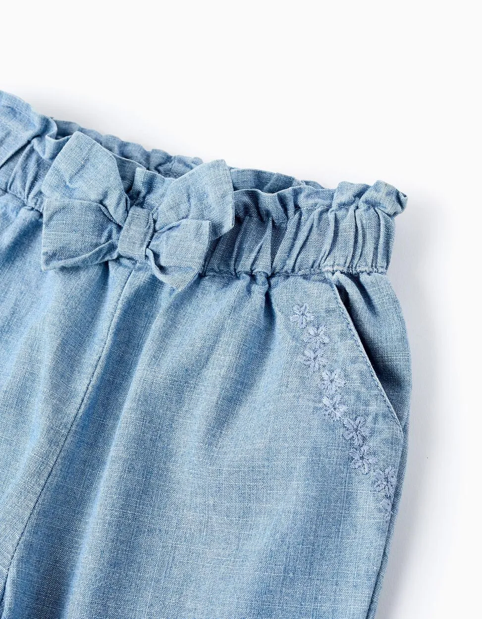 Denim Trousers with Bow for Baby Girls, Blue