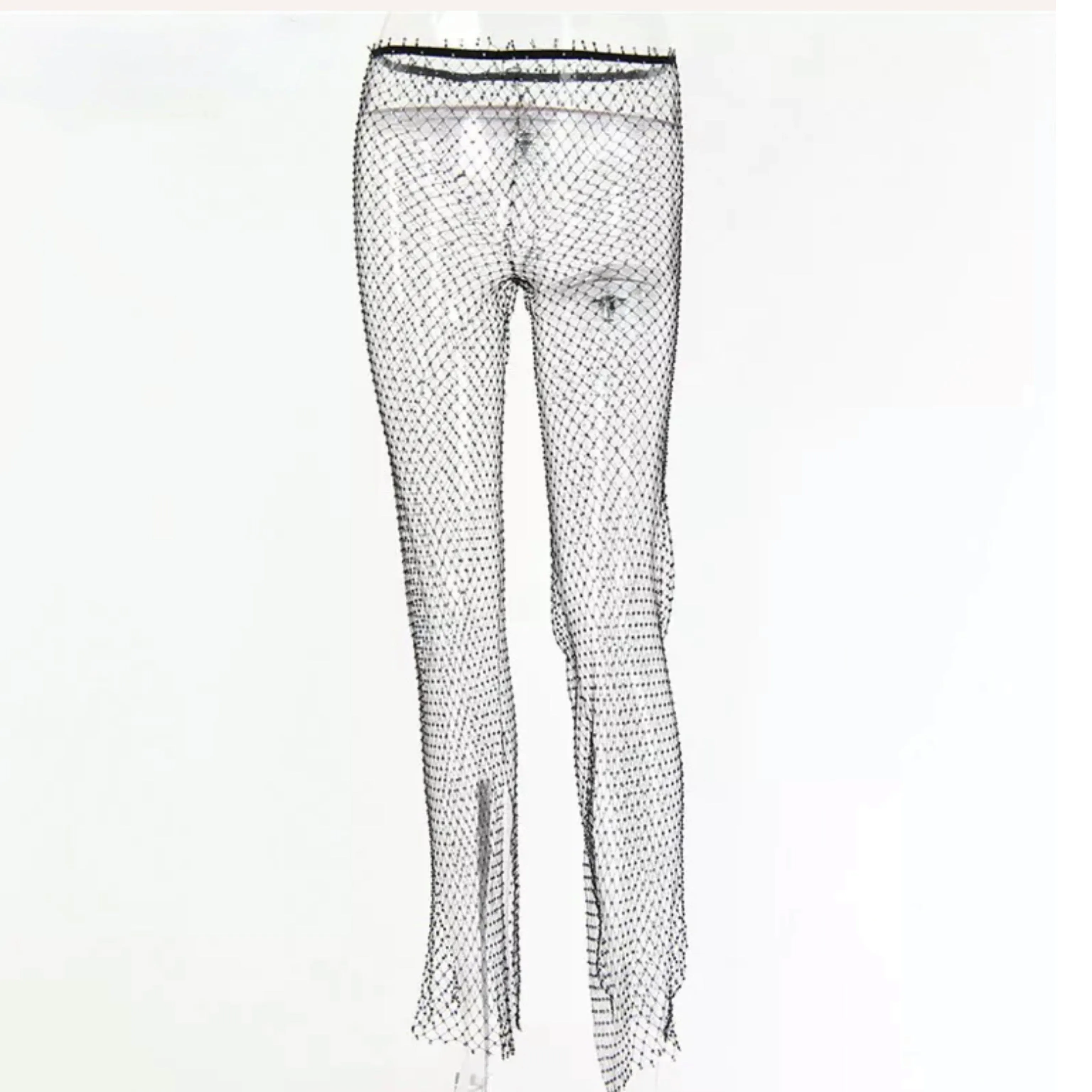 Diamond Studded Fishnet Pants