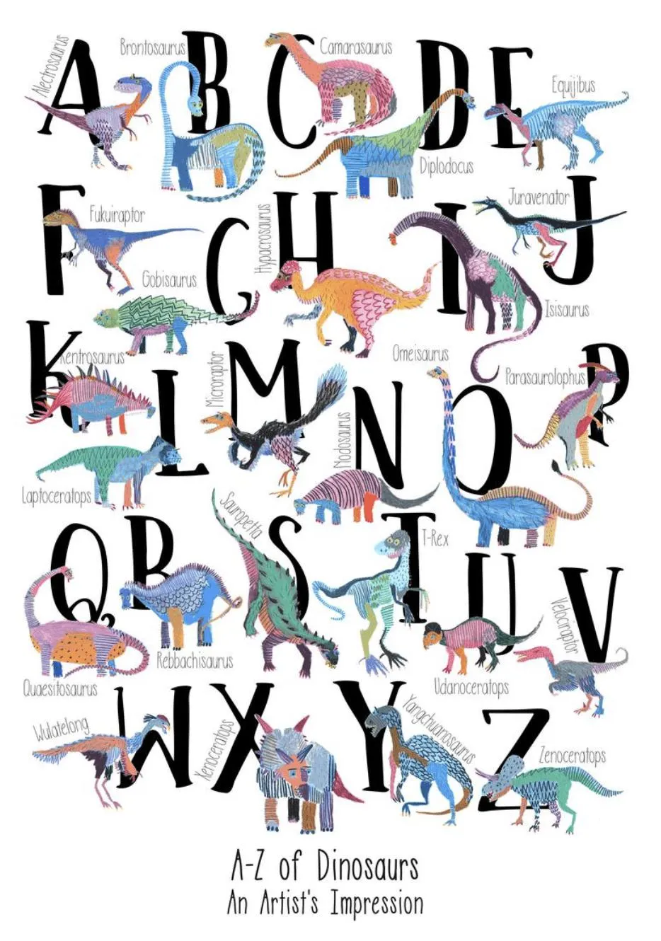 Dinosaur Alphabet Print A3