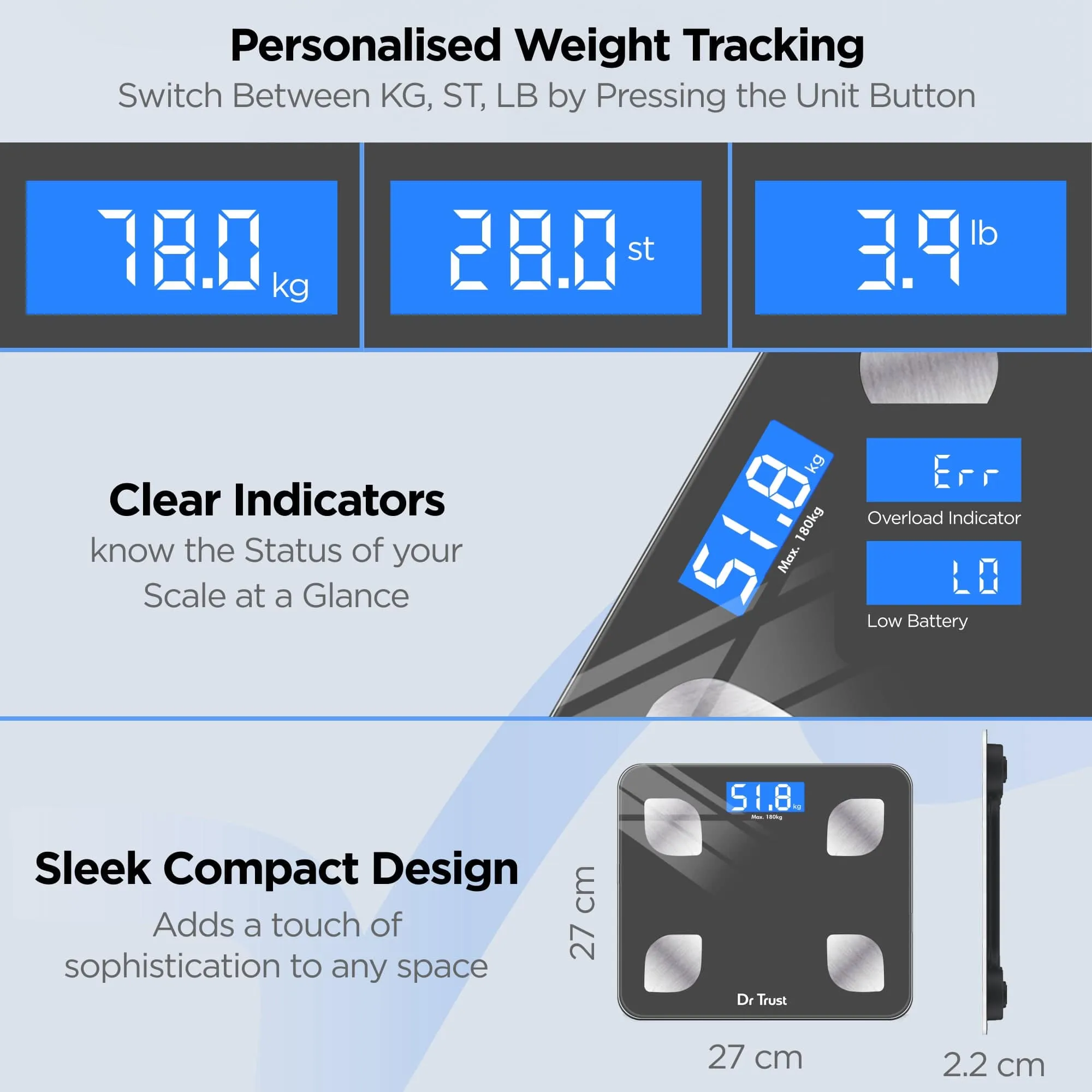 Dr Trust USA Smart Body Fat and Body Composition Rechargeable Scale Analyser for Body Weight 505