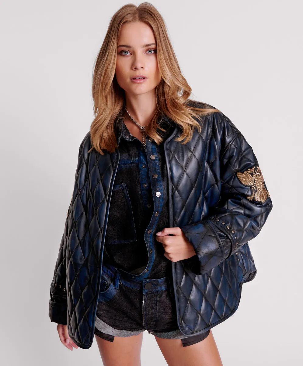 EAGLE EYE LEATHER QUILTED JACKET