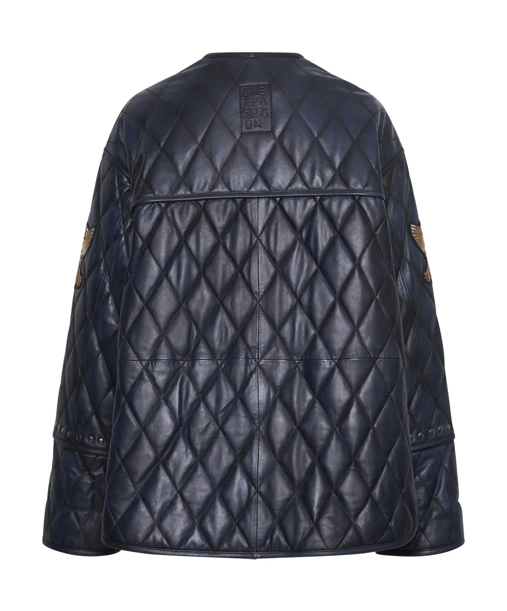 EAGLE EYE LEATHER QUILTED JACKET