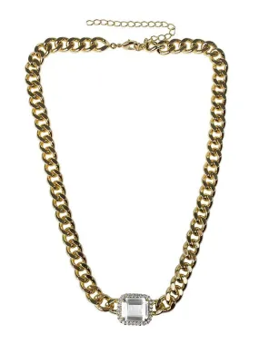 Emerald CZ Chunky Chain Necklace