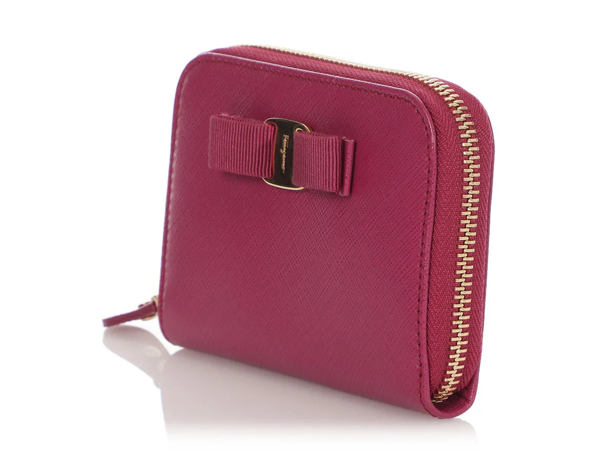 Ferragamo Small Sangria Zip Around Miss Vara Wallet