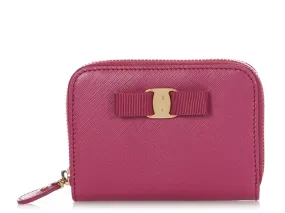 Ferragamo Small Sangria Zip Around Miss Vara Wallet