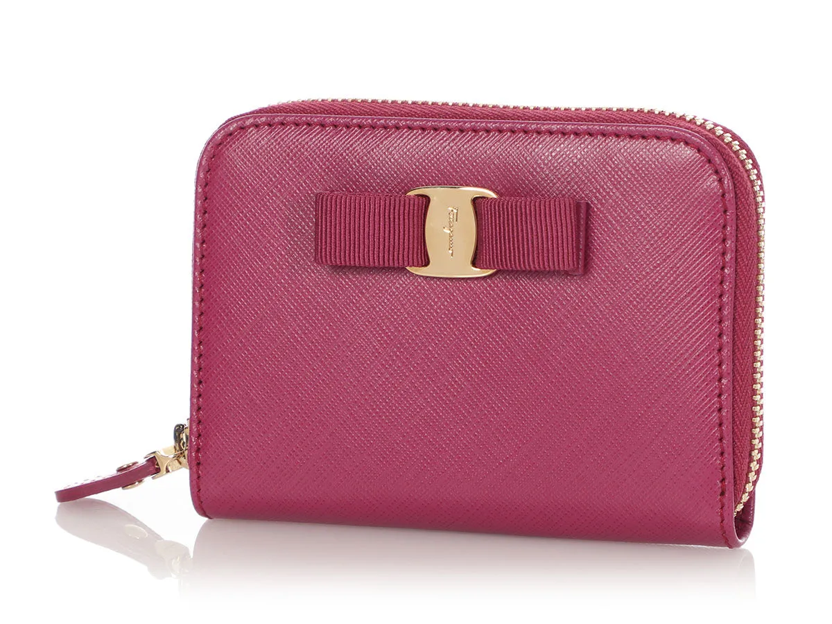 Ferragamo Small Sangria Zip Around Miss Vara Wallet