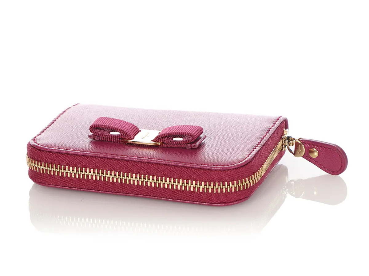 Ferragamo Small Sangria Zip Around Miss Vara Wallet