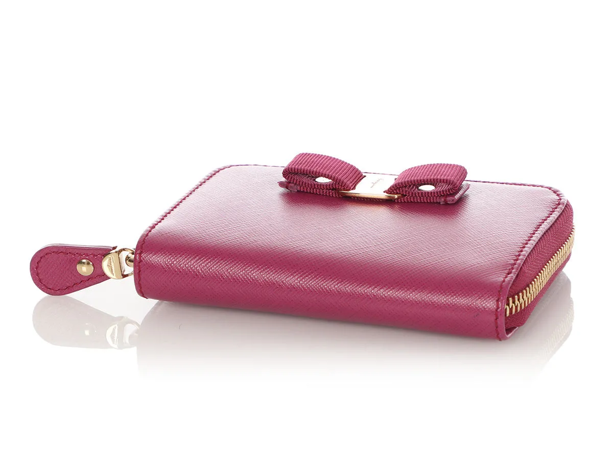 Ferragamo Small Sangria Zip Around Miss Vara Wallet