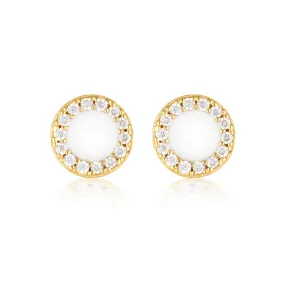 Georgini Enamel Stud Earrings - Gold/White