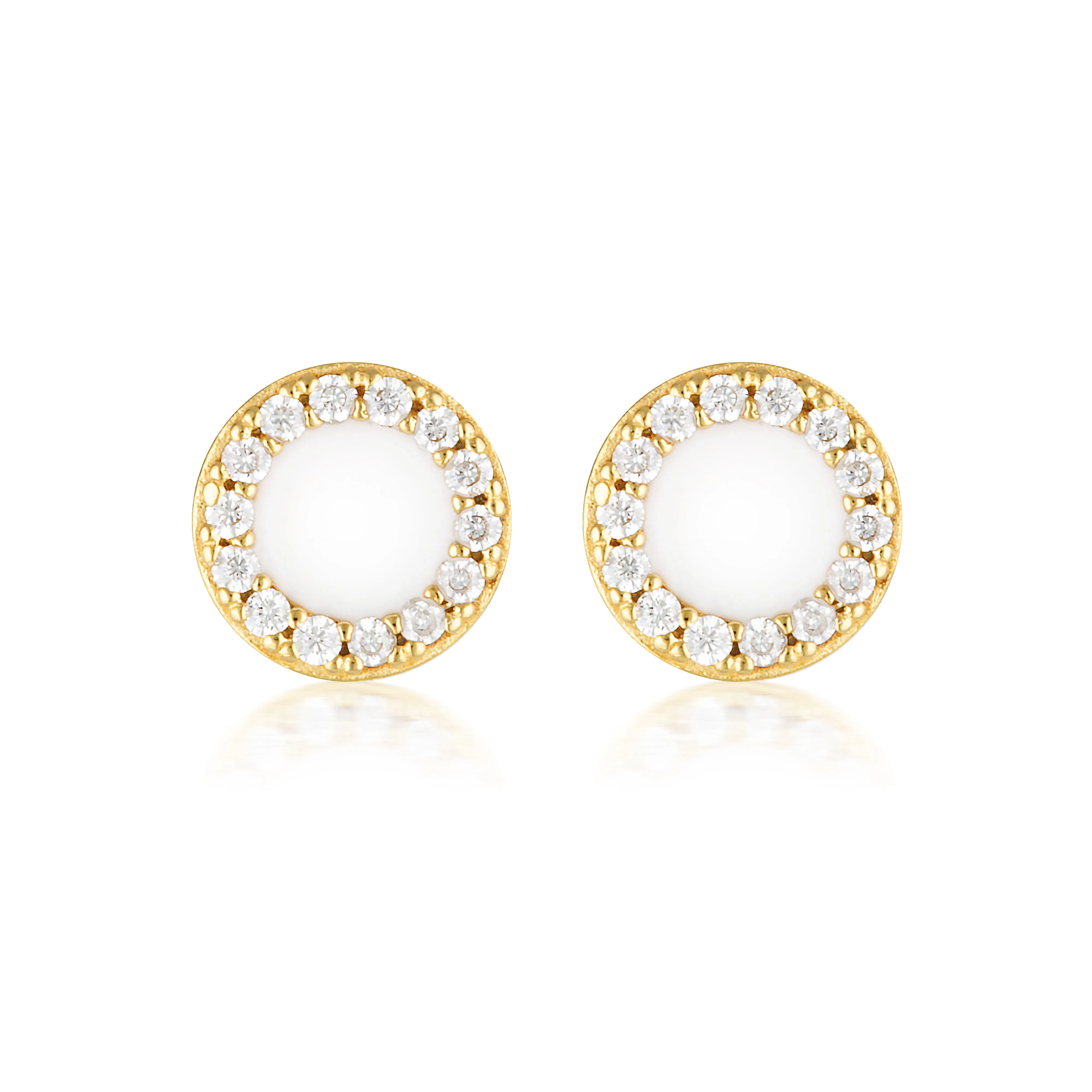 Georgini Enamel Stud Earrings - Gold/White