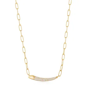 Gold Pave Bar Chain Necklace