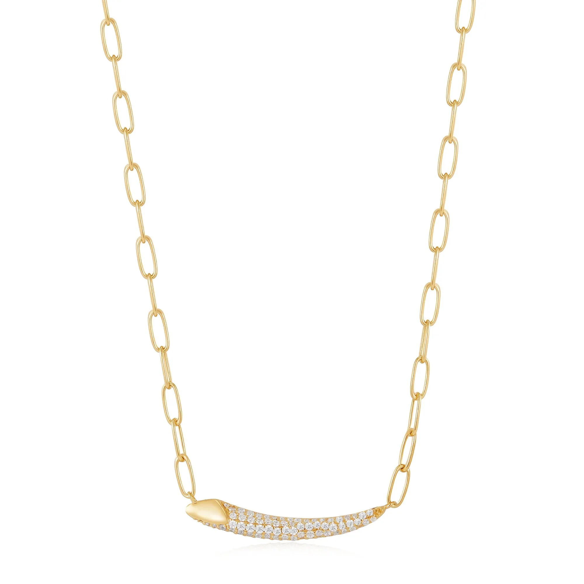 Gold Pave Bar Chain Necklace