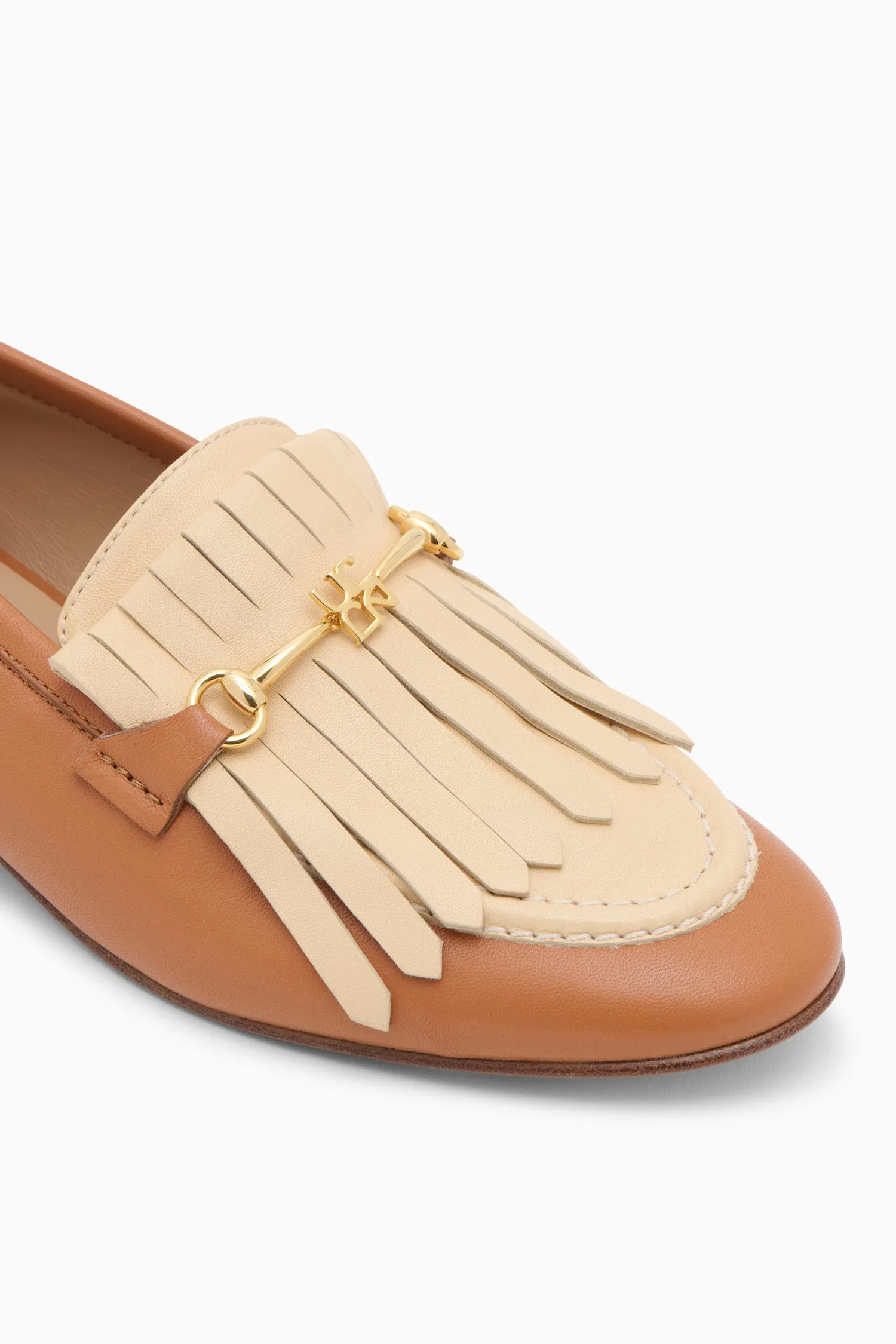 Greta Fringe Loafer - Pecan Brown Colorblock