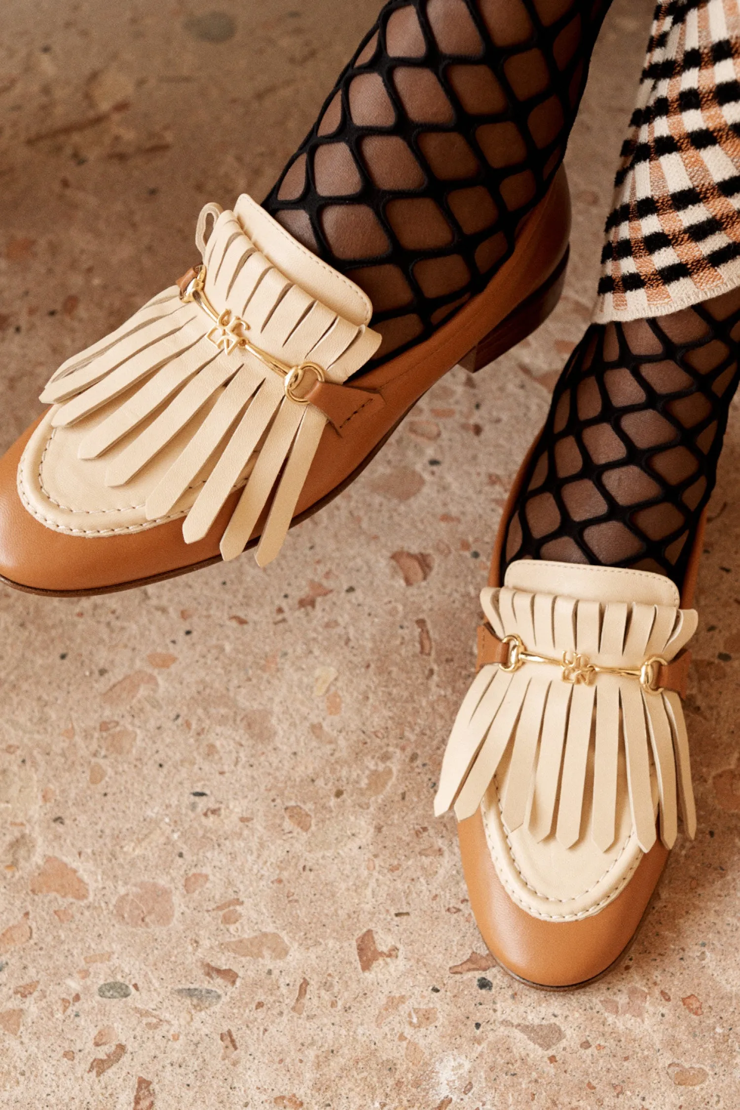 Greta Fringe Loafer - Pecan Brown Colorblock