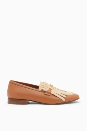 Greta Fringe Loafer - Pecan Brown Colorblock